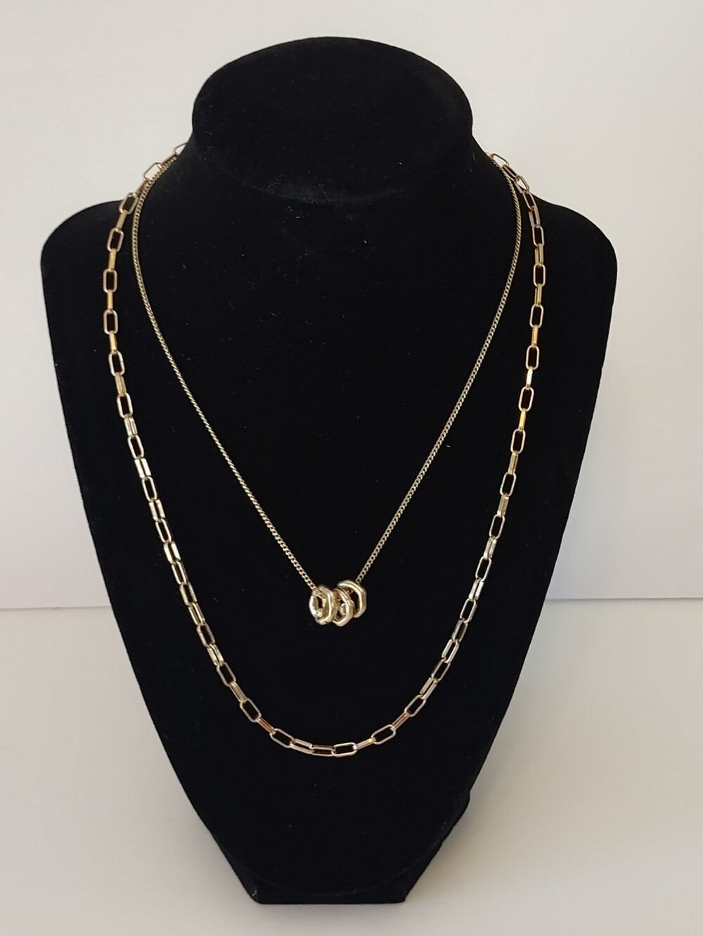 Robert Lee Morris Gold-Tone Layered Chain Necklace with Interlocking Rings
